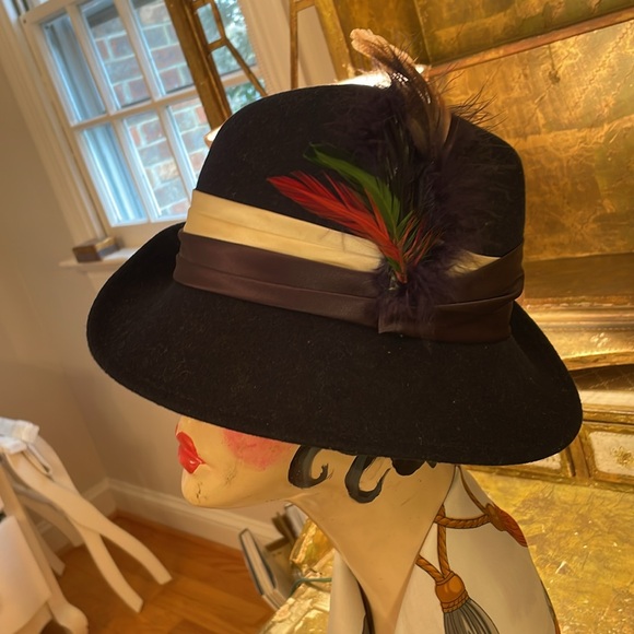 Vintage Doeskin felt 100% wool navy blue fedora hat - Picture 4 of 14